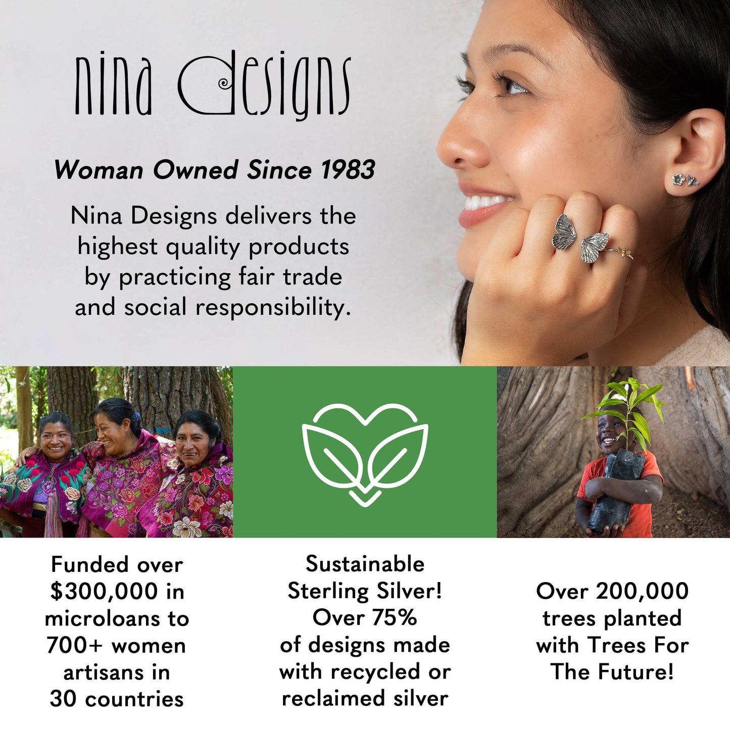 Sterling Silver Bee and Cherry Blossom Adjustable Ring