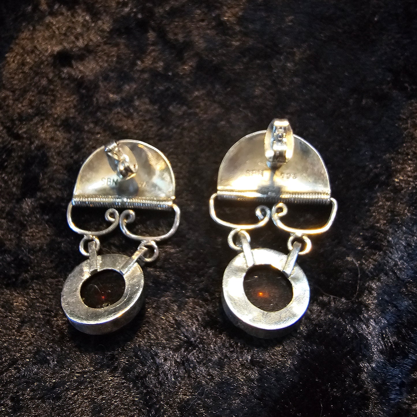 Sun Post Earrings ~ Amber with a A Touch of Gold