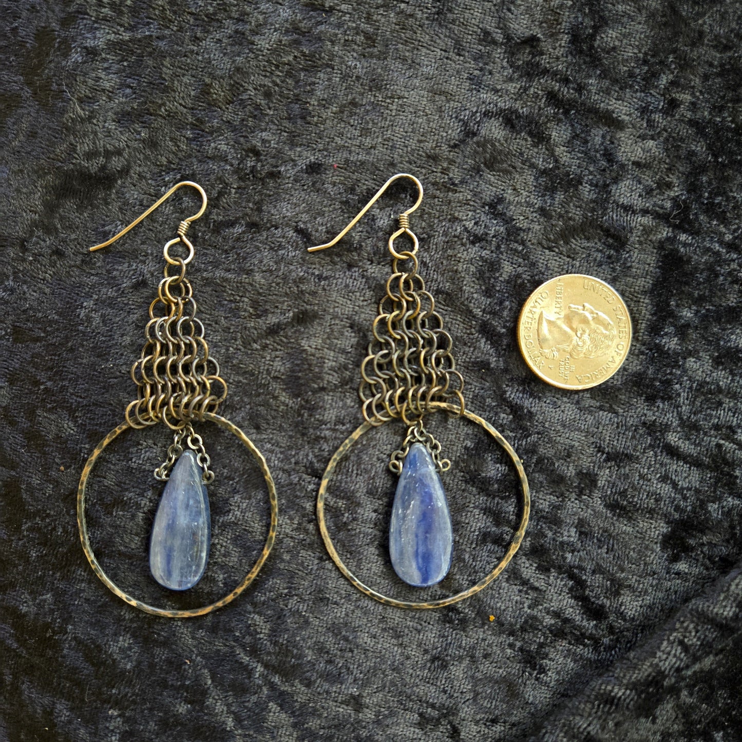 Chainmail and kyanite earrings
