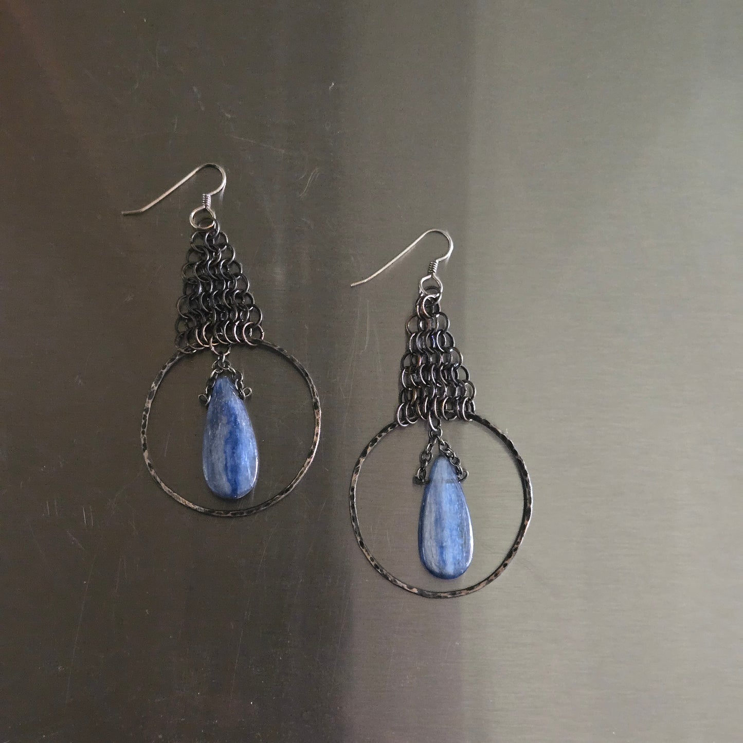 Chainmail and Kyanite Hoops