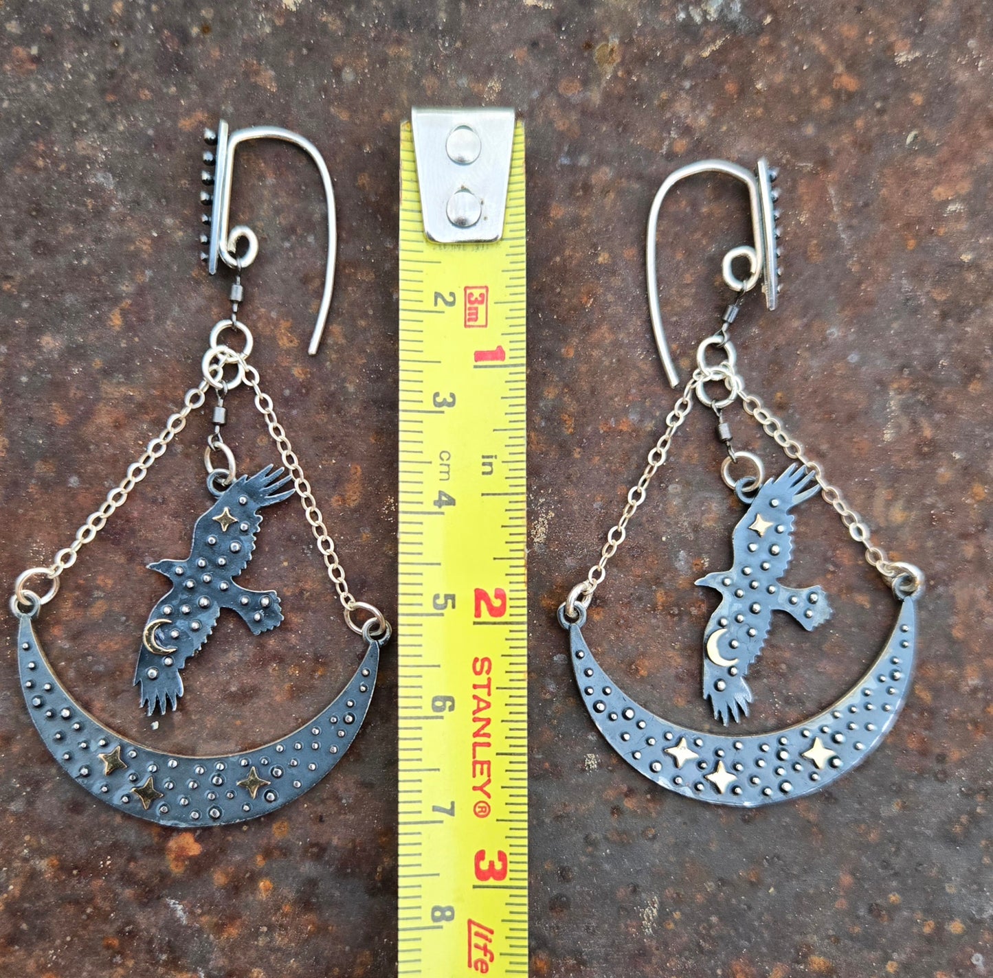 Night Flight Raven and Moon Earrings