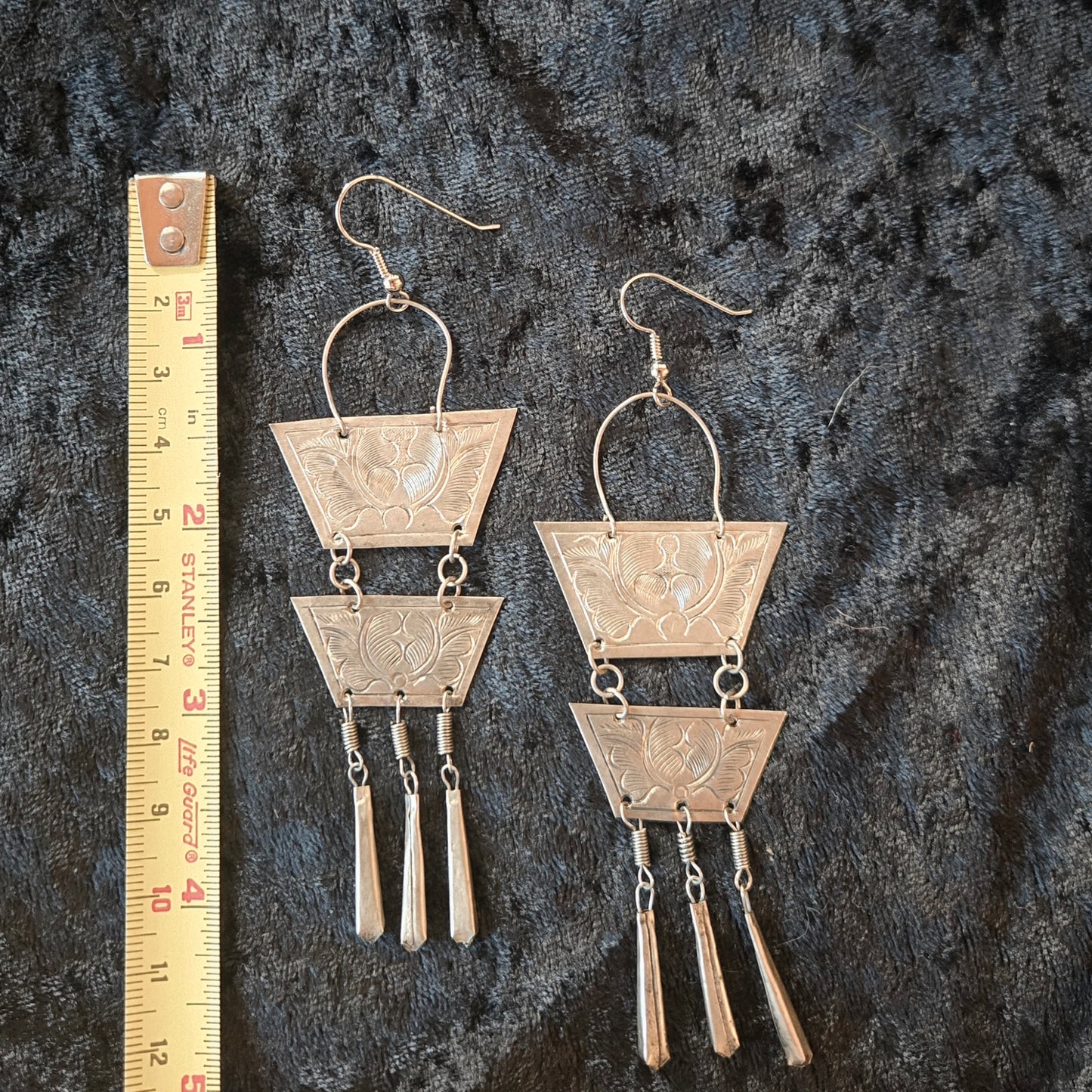 Vintage Hand Stamped Geometric Earrings