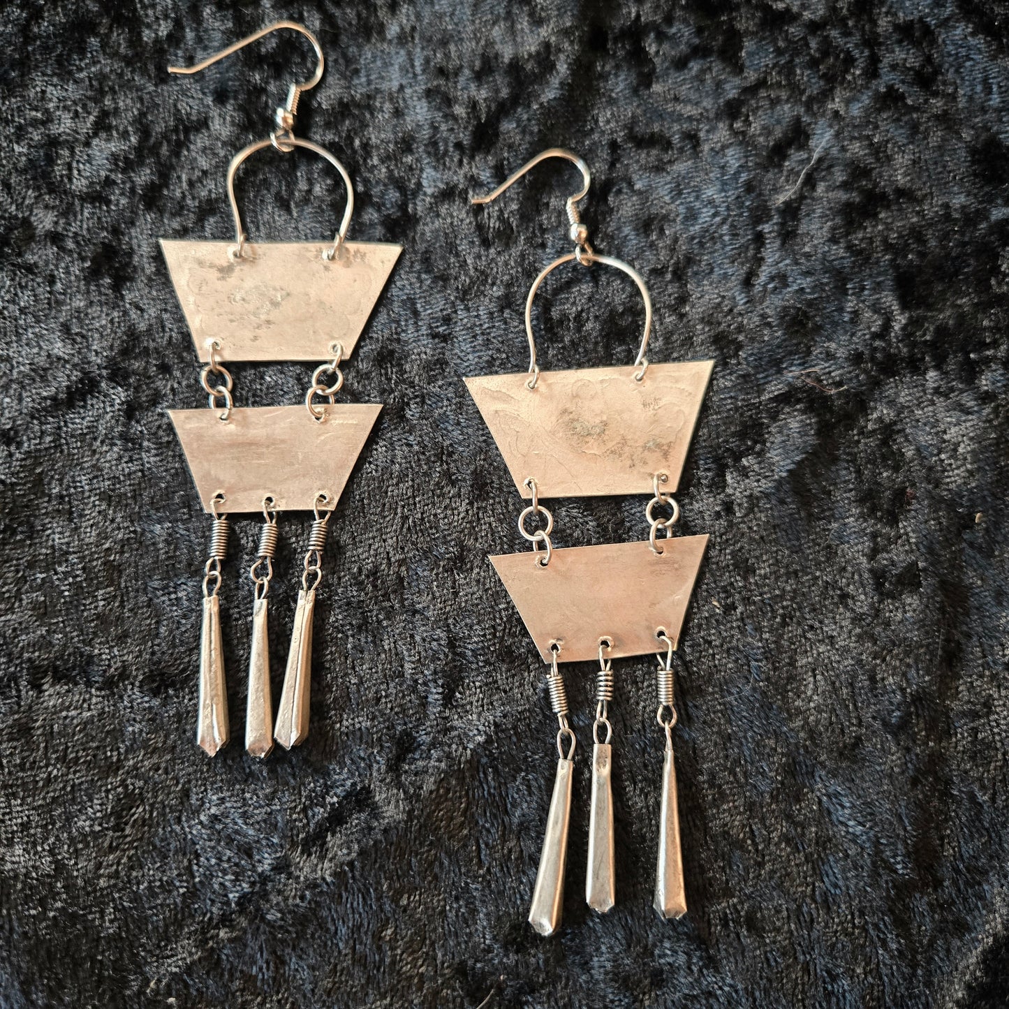 Vintage Hand Stamped Geometric Earrings