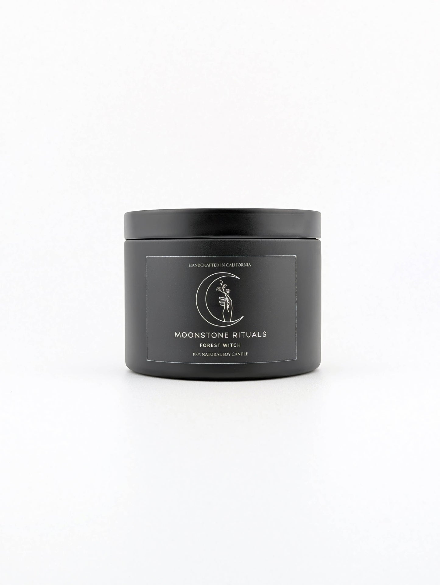 Black container with 'Moonstone Rituals' branding on a white background