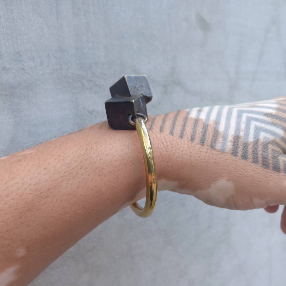Pyrite Bangle Brass