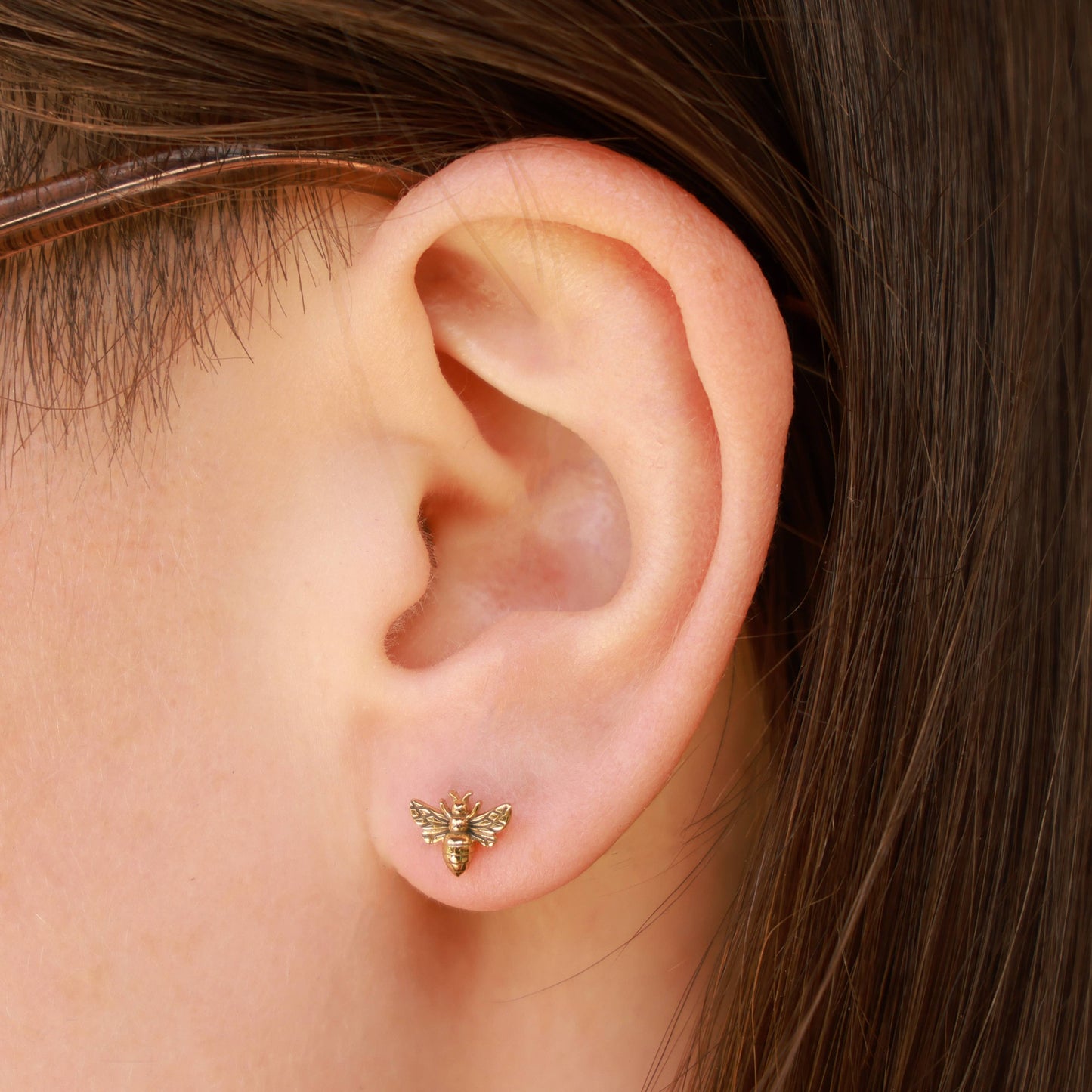 Sterling Silver Tiny Bee Post Earrings