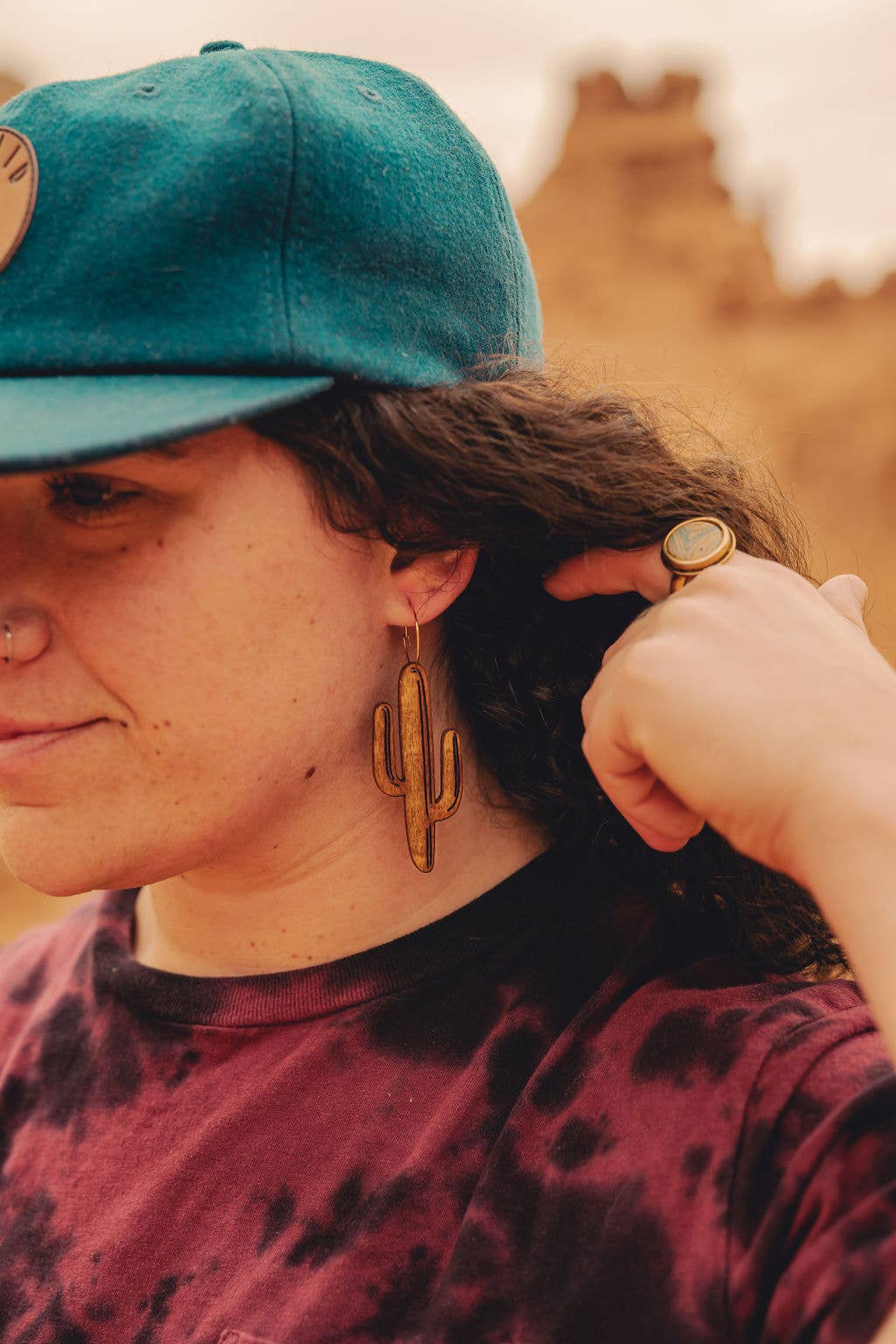 Natural Wood Earrings | CACTUS