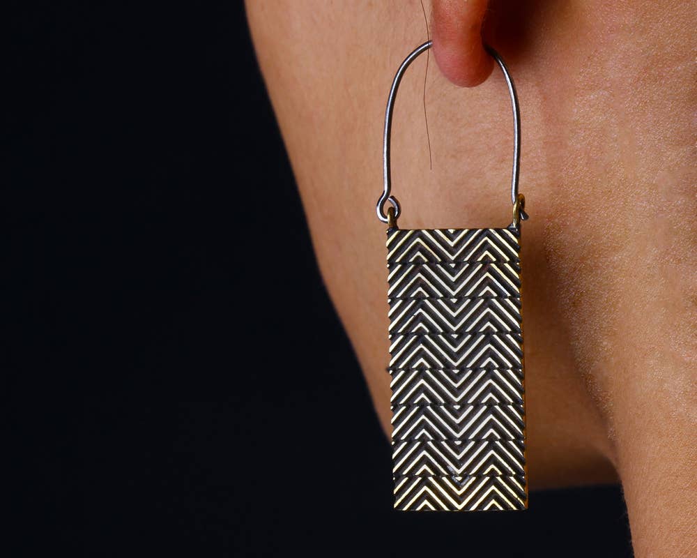Zig Zag Hoop Silver