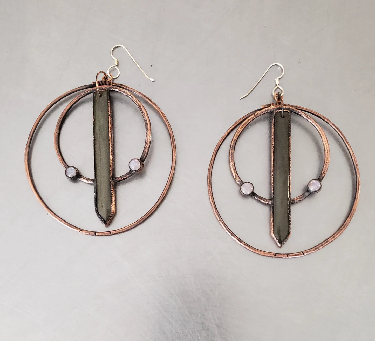 Golden Obsidian and Moonstone Hoops
