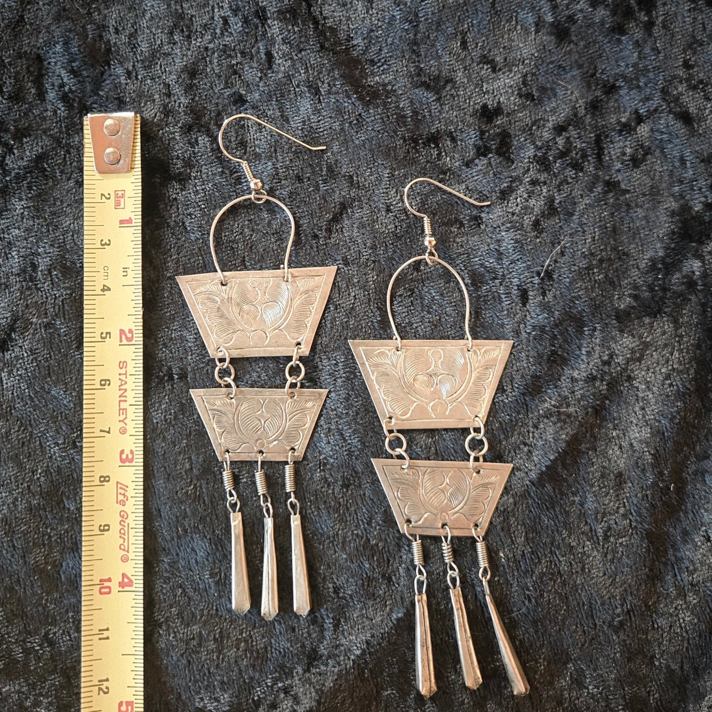 Vintage Hand Stamped Geometric Earrings - Khandava