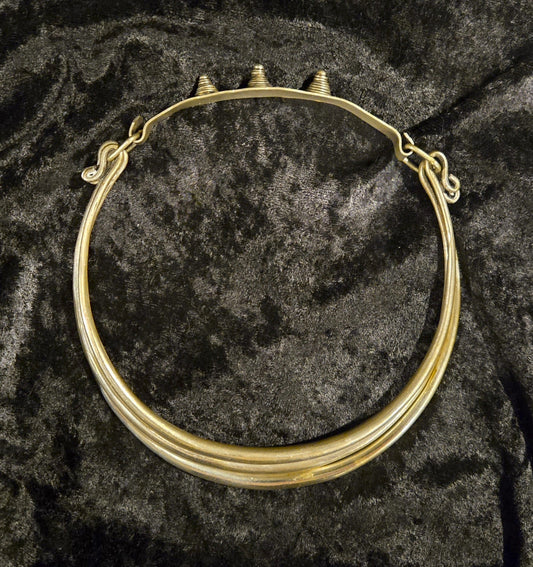 Vintage sterling silver choker with three stacked hollow tubes and tribal-style flexible clasp