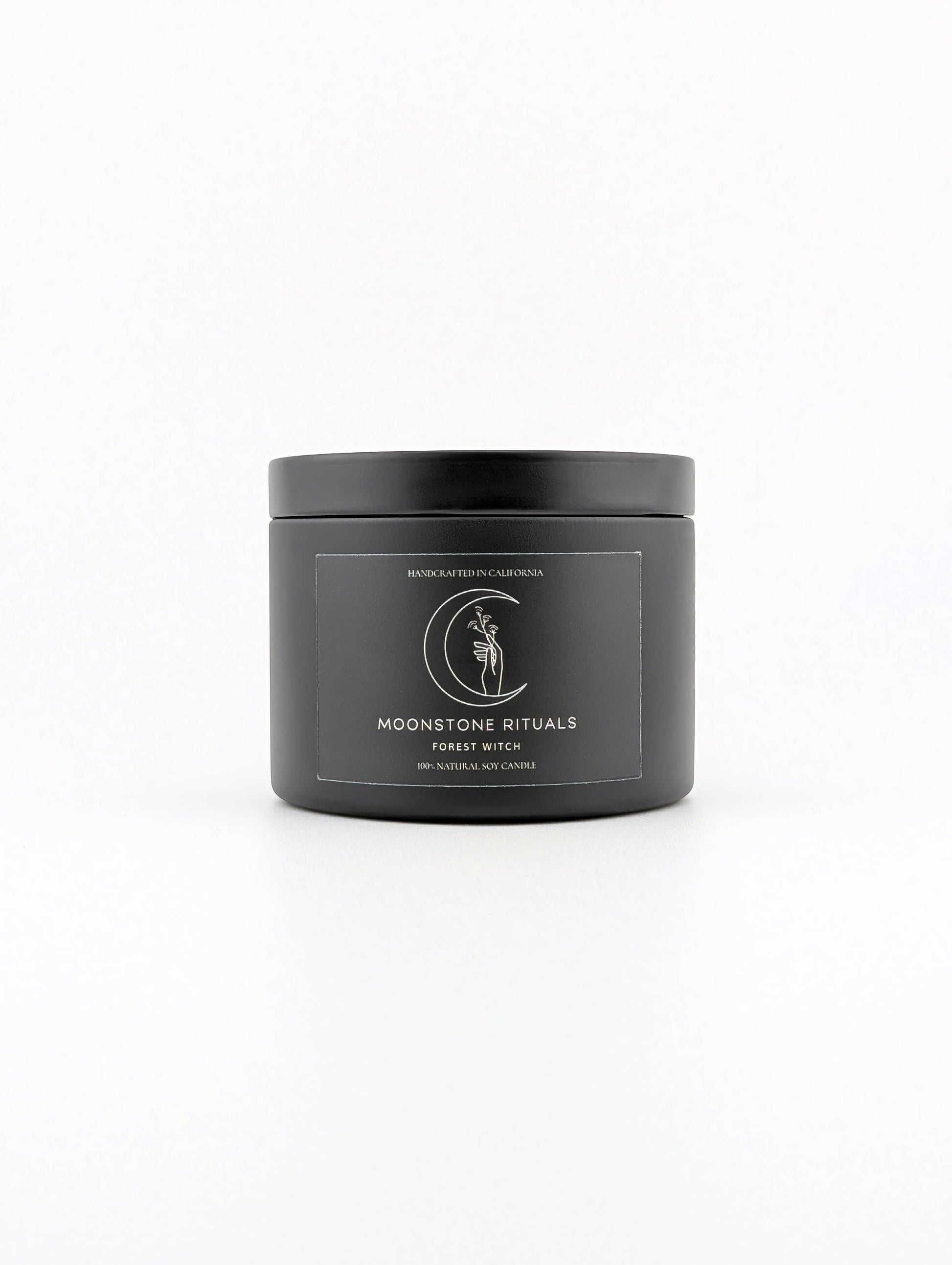 Black container with 'Moonstone Rituals' branding on a white background