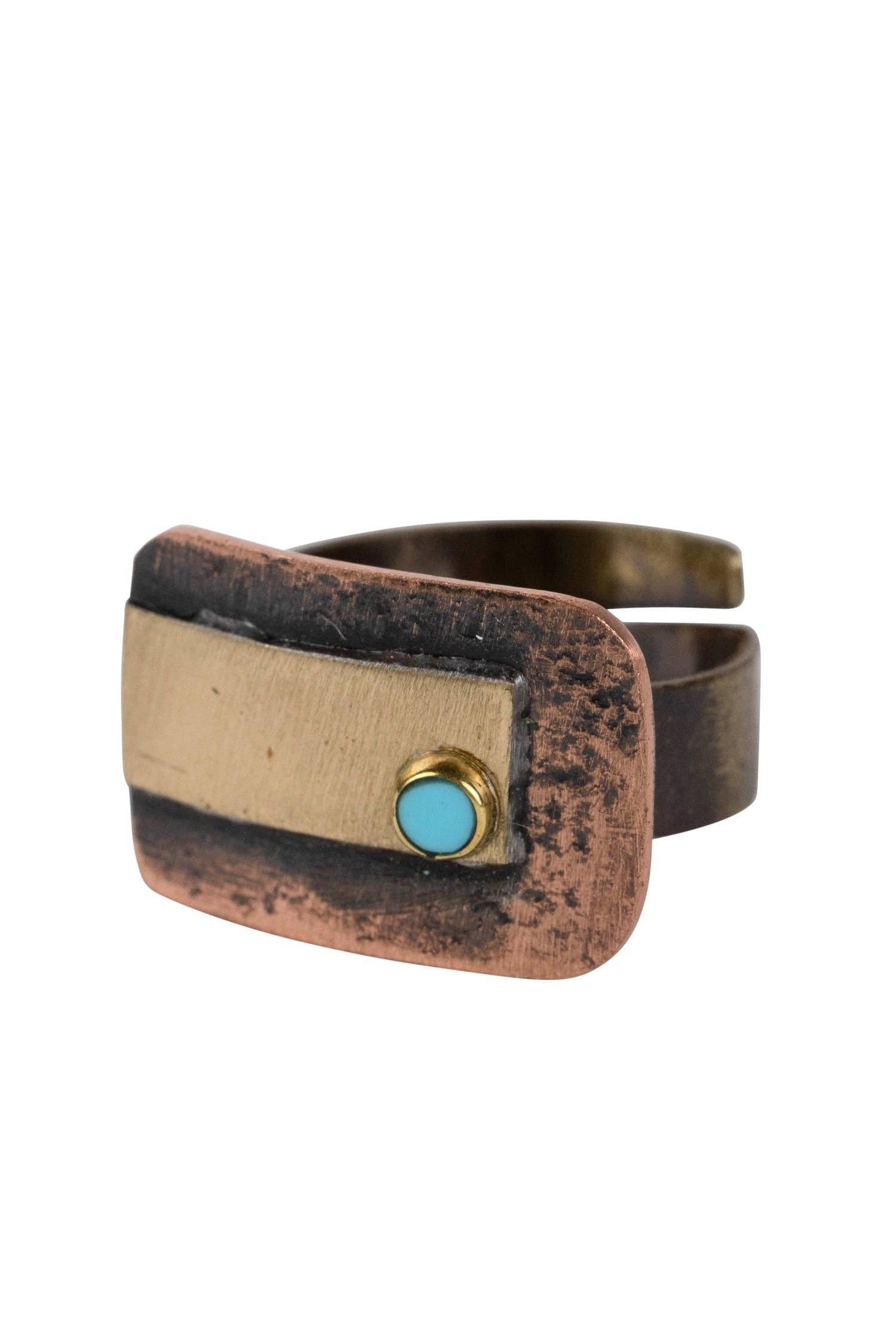 Adrift Hammered Copper Ring - Khandava