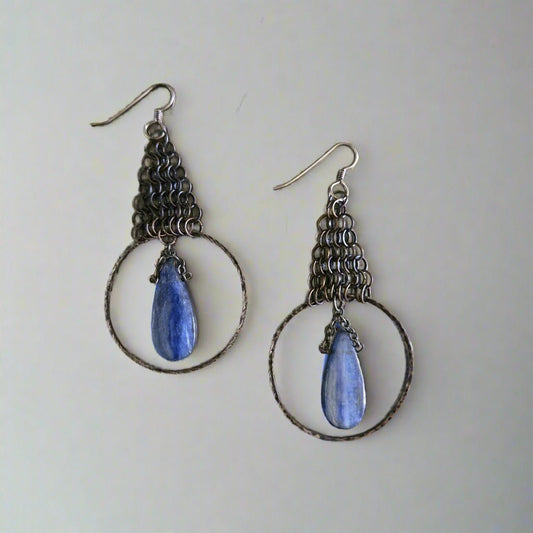 Chainmail and Kyanite Hoops - Khandava