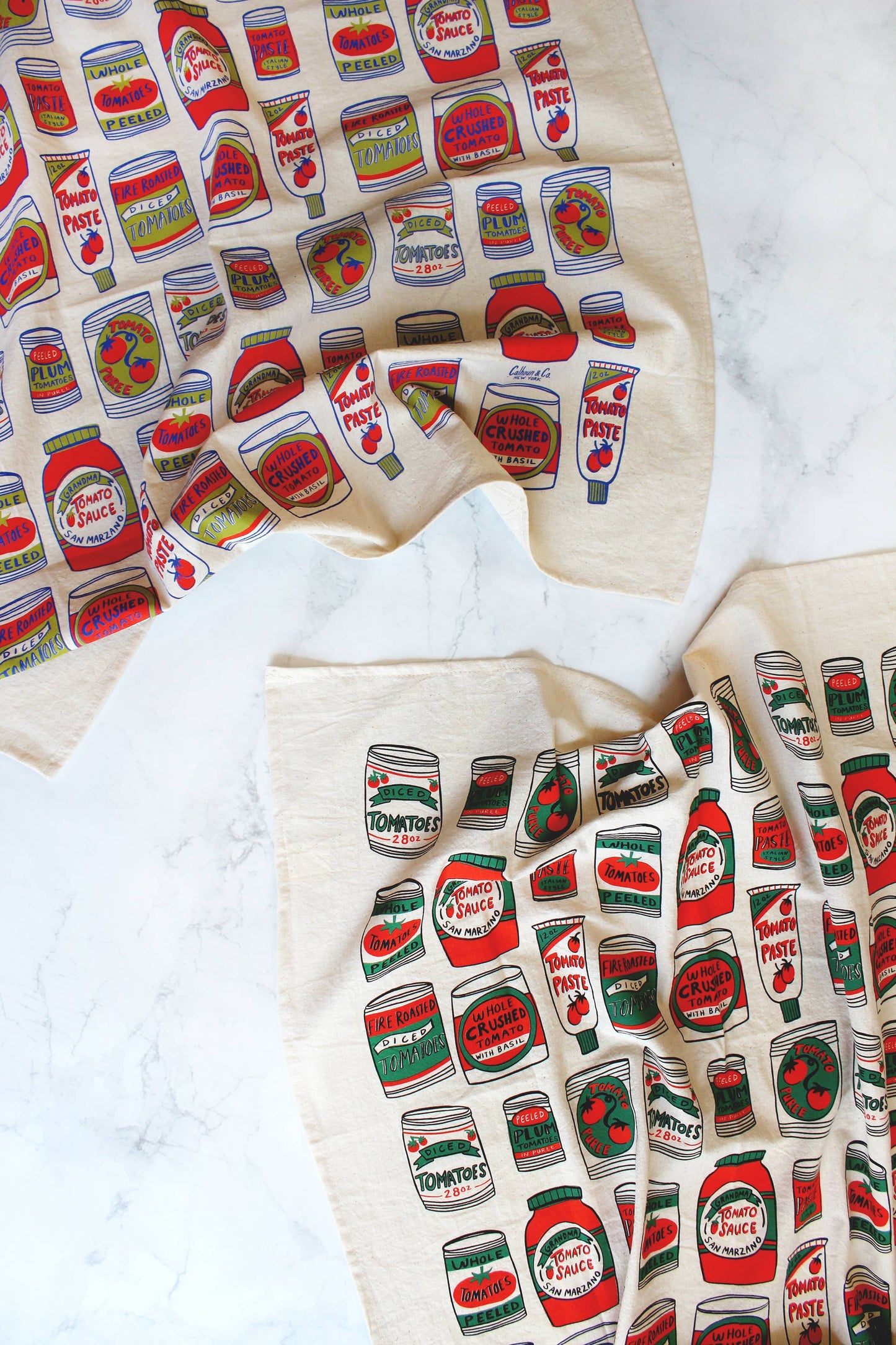 Canned Tomatoes Screen Printed Tea Towel |Calhoun & Co.