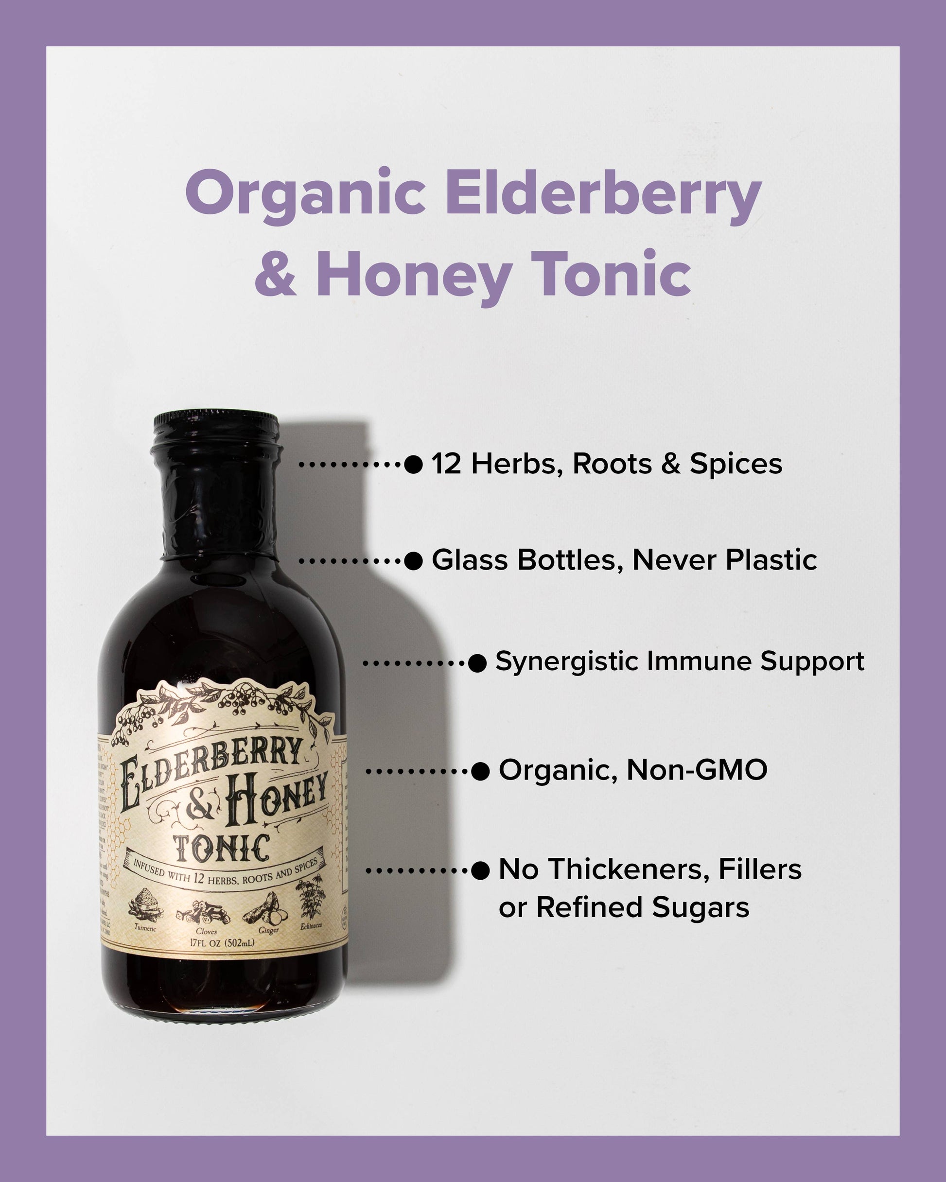 Elderberry & Honey Tonic, 16 oz - Khandava