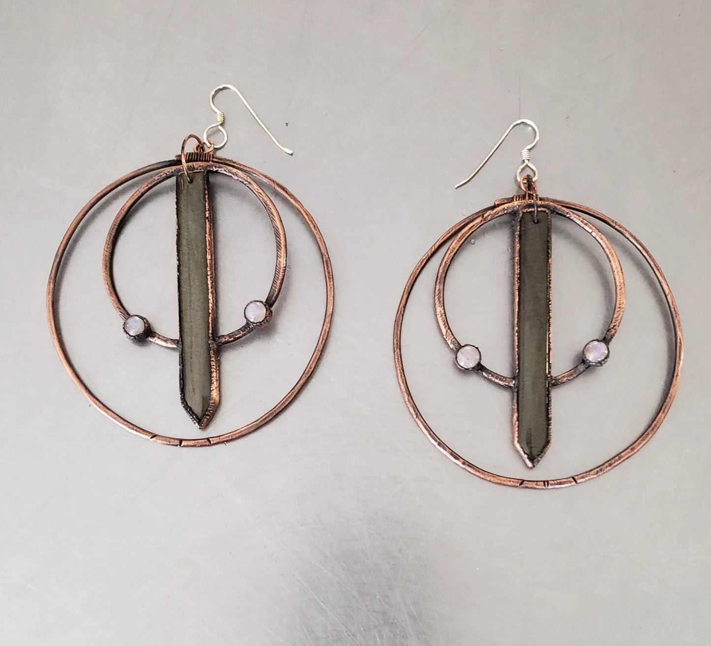 Golden Obsidian and Moonstone Hoops - Khandava