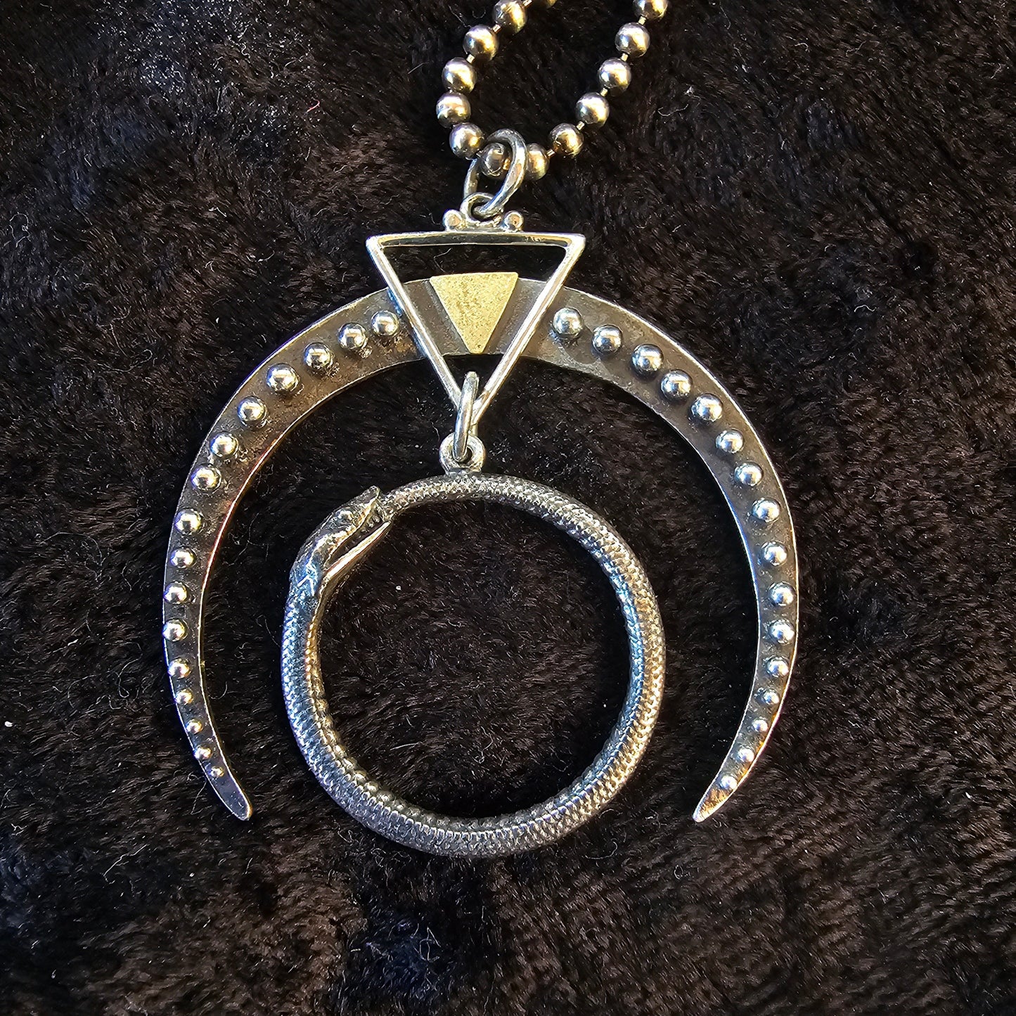 Horned Moon + Ouroboros Sterling Silver Necklace - Khandava