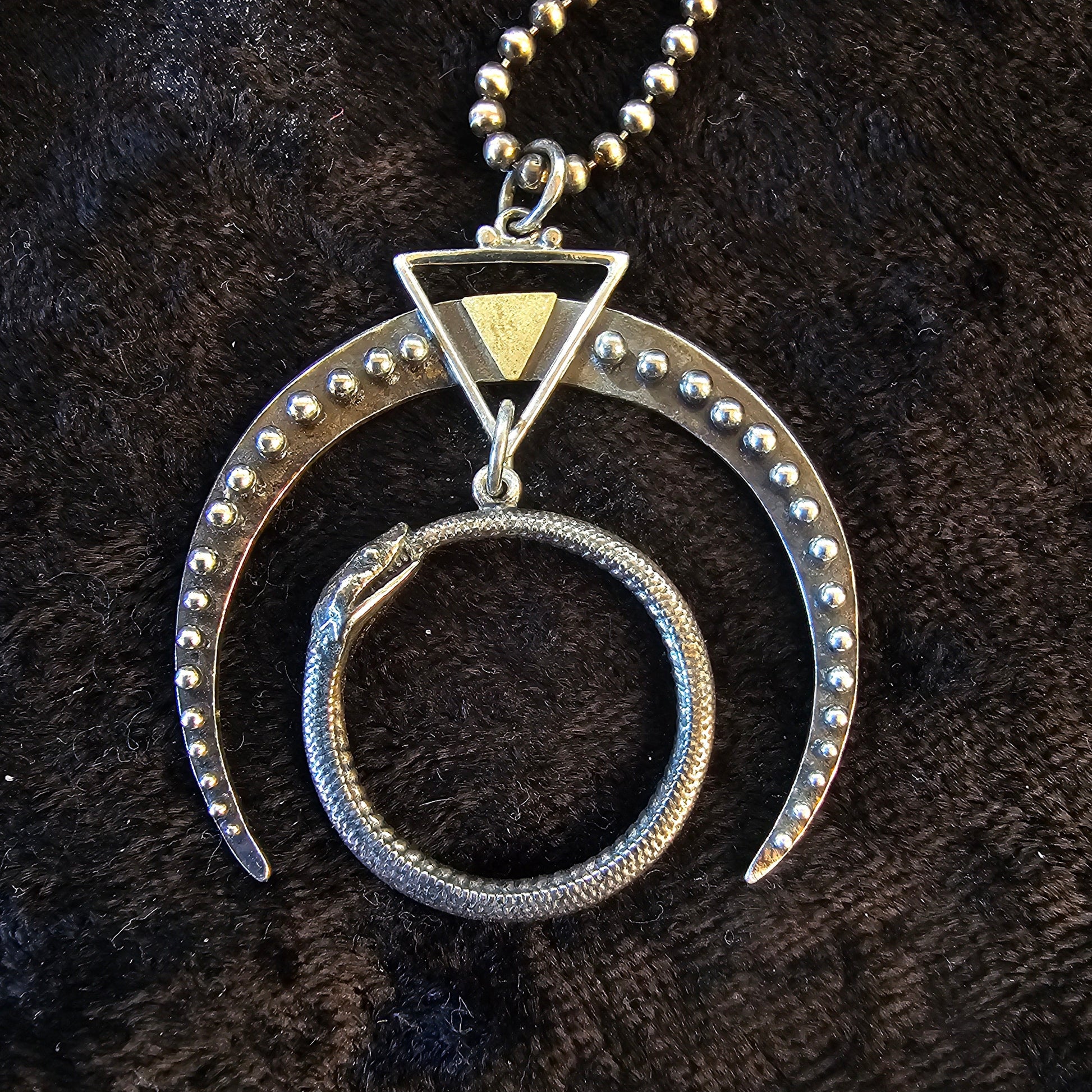 Horned Moon + Ouroboros Sterling Silver Necklace - Khandava
