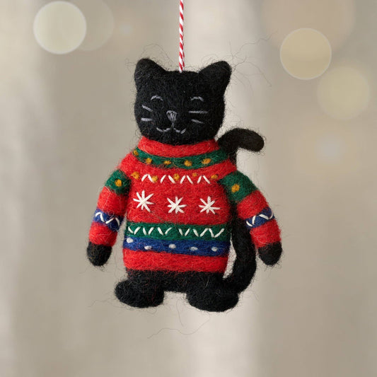 Kalo Ugly Sweater Cat Ornament - Khandava