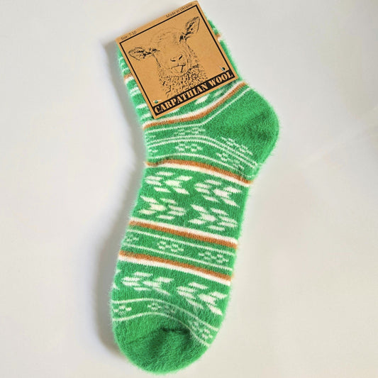 Melissa Bright Green Wool & Bamboo Crew Socks | Ultra Soft, Moisture - Wicking | Angora Wool - Khandava
