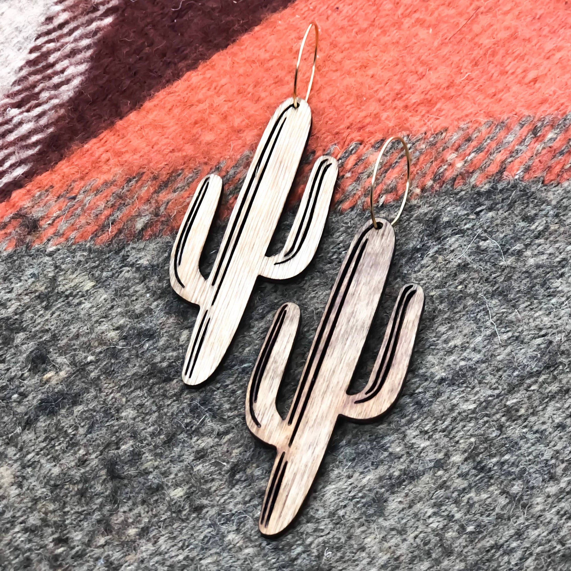 Natural Wood Earrings | CACTUS - Khandava