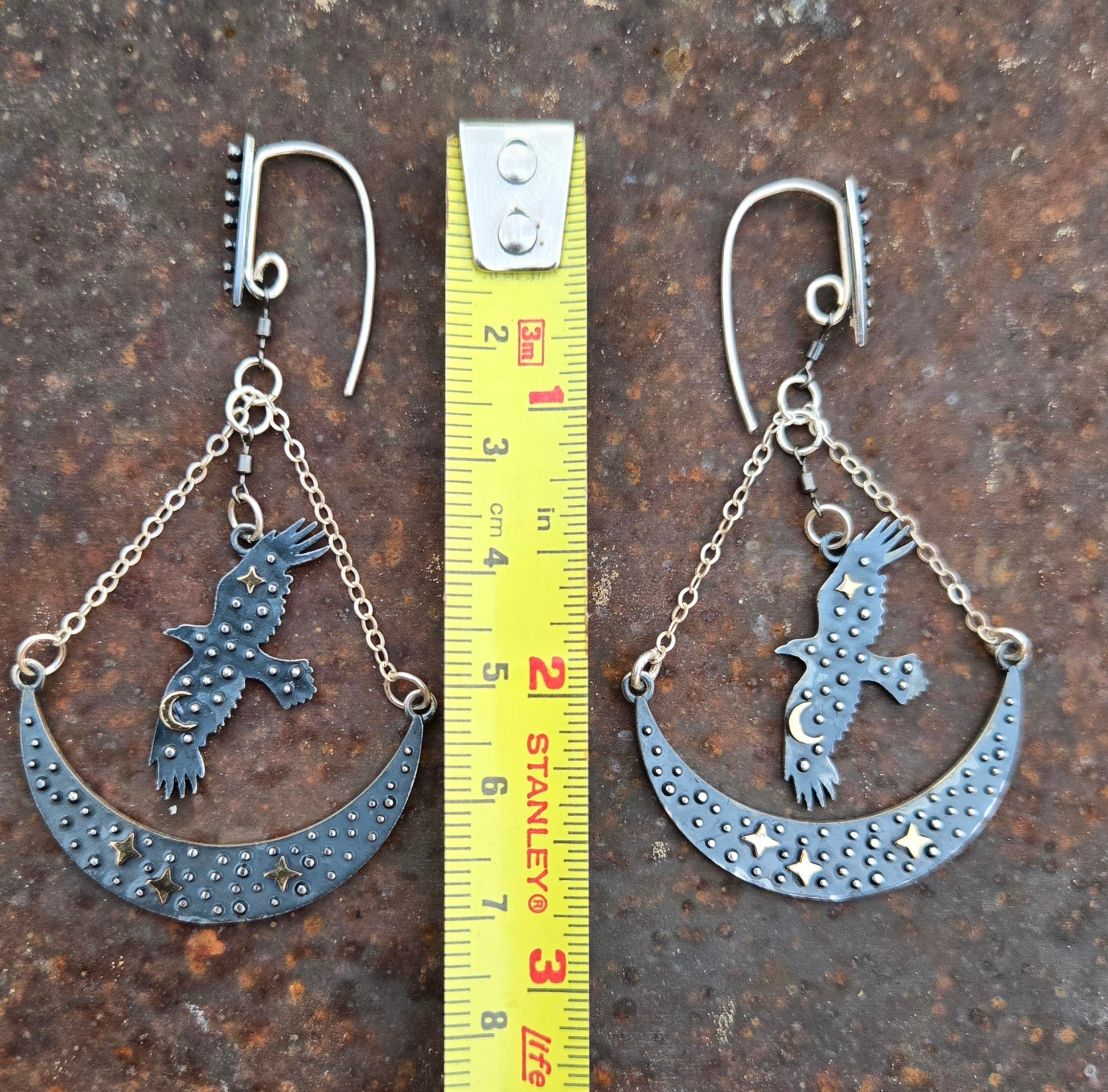 Night Flight Raven and Moon Earrings - Khandava
