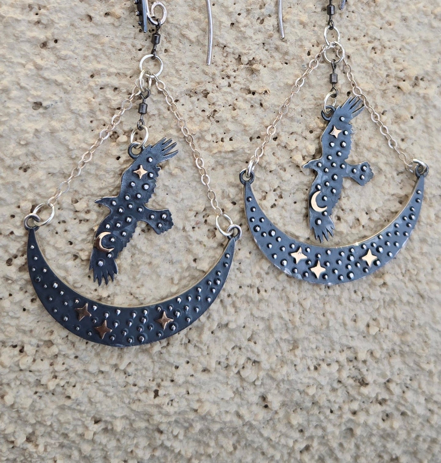Night Flight Raven and Moon Earrings - Khandava