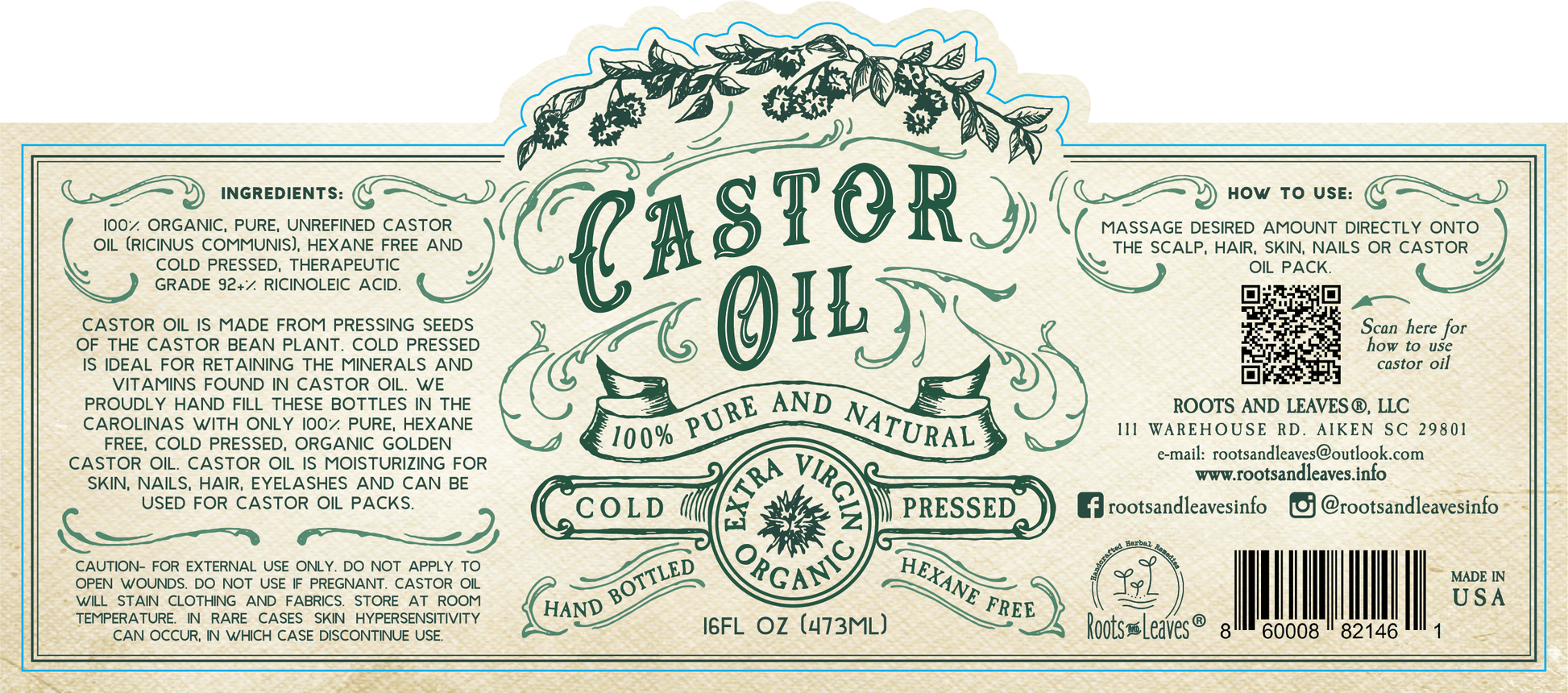 Organic Cold Pressed Castor Oil Hexane Free USA bottled - Khandava