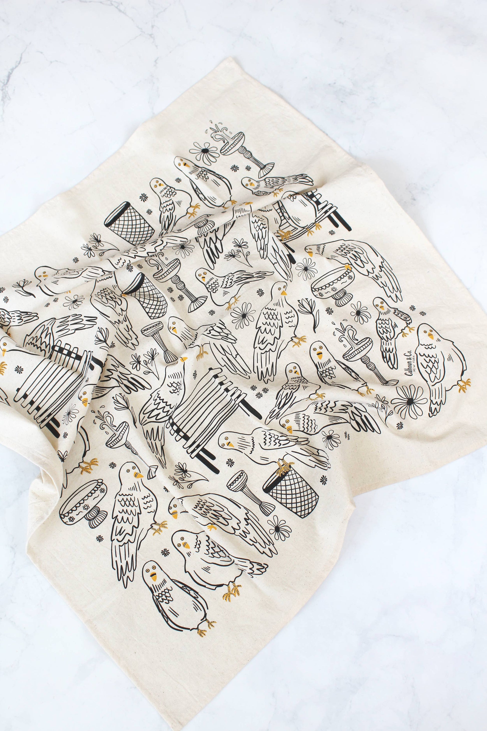Park Pigeon Pals Screen Printed Tea Towel | Calhoun & Co. - Khandava