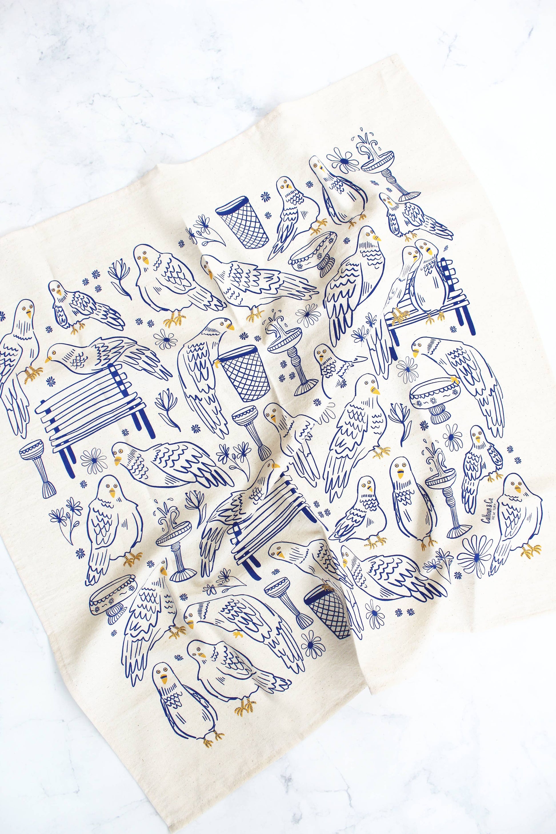 Park Pigeon Pals Screen Printed Tea Towel | Calhoun & Co. - Khandava