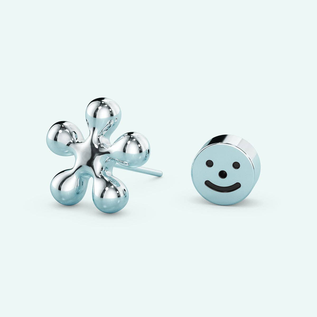 Puffy Stud Earrings - Flower - Khandava