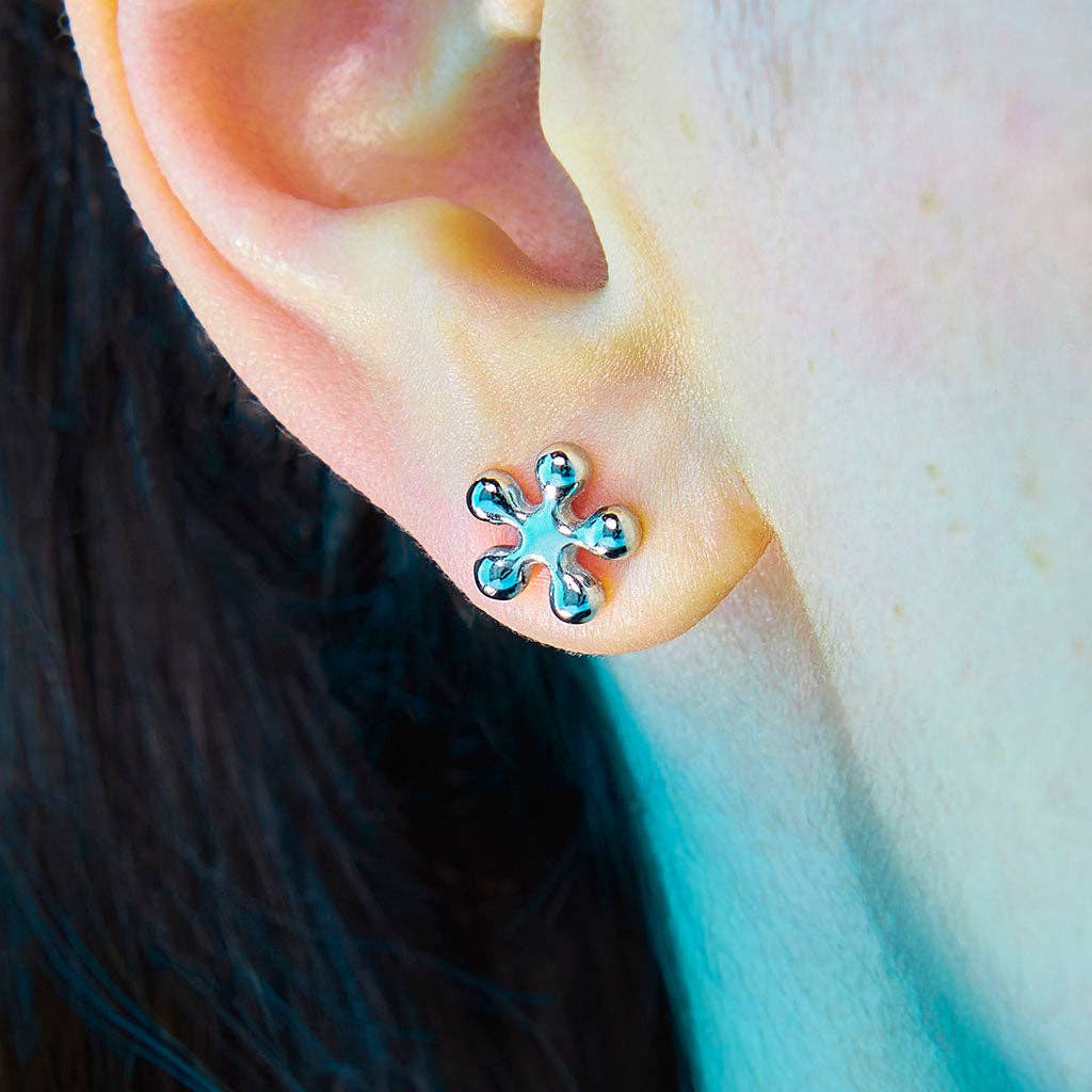 Puffy Stud Earrings - Flower - Khandava