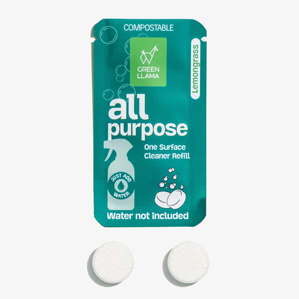 Refillable All - Purpose Cleaning Kit with Lemongrass Essential Oil – Glass Bottle & Sleeve - Khandava