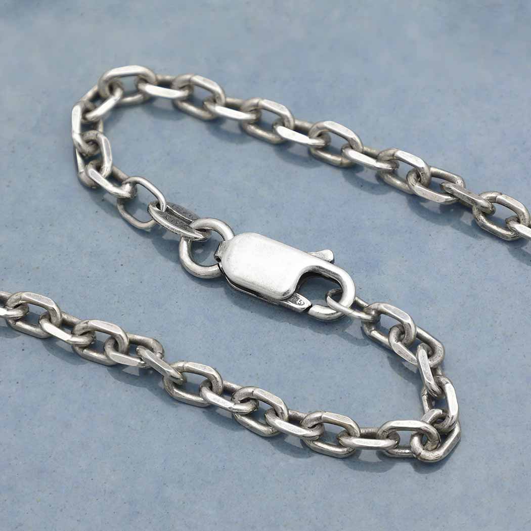 Sterling Silver Heavy Faceted Oval Chain - Khandava