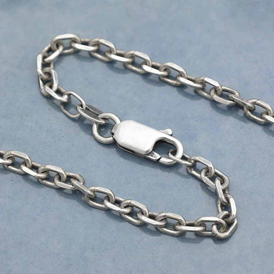 Sterling Silver Heavy Faceted Oval Chain - Khandava