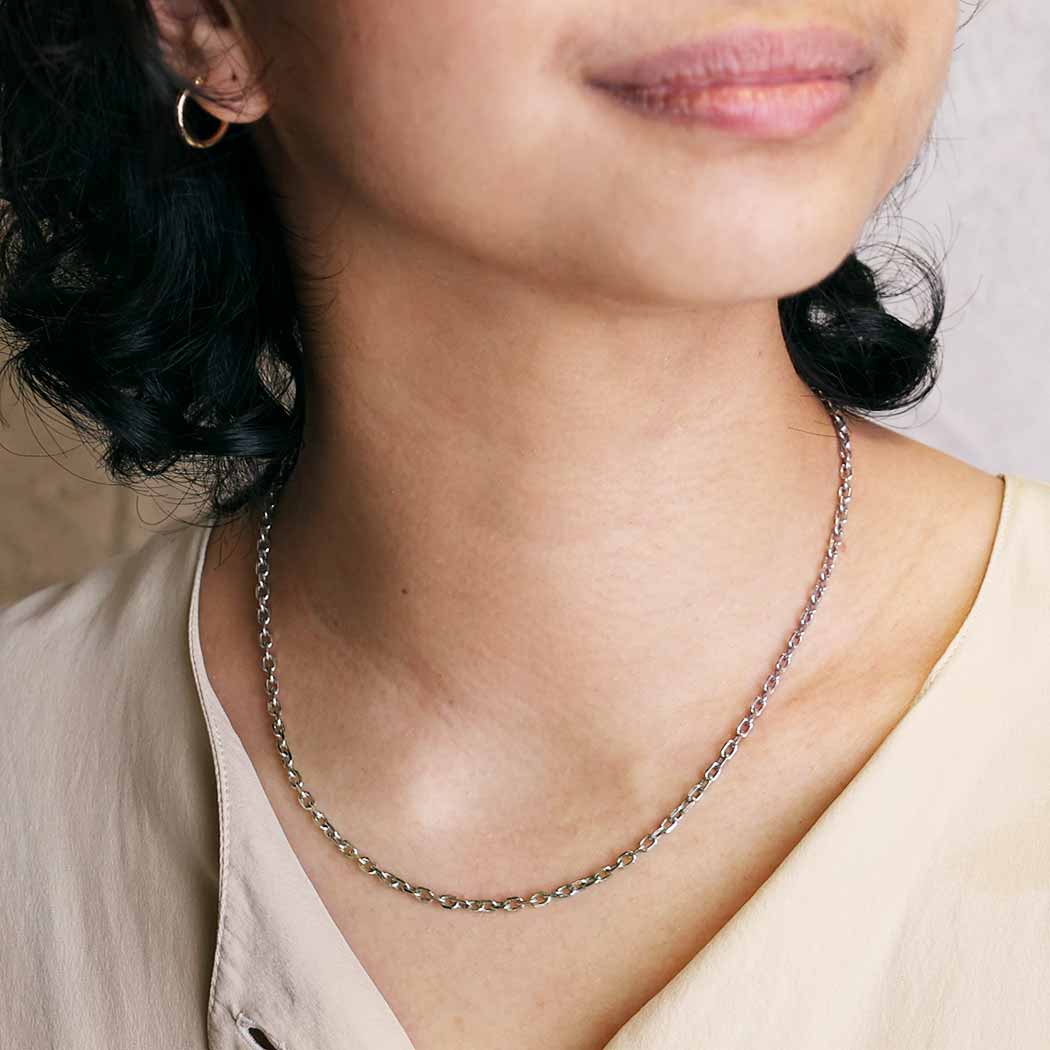 Sterling Silver Heavy Faceted Oval Chain - Khandava