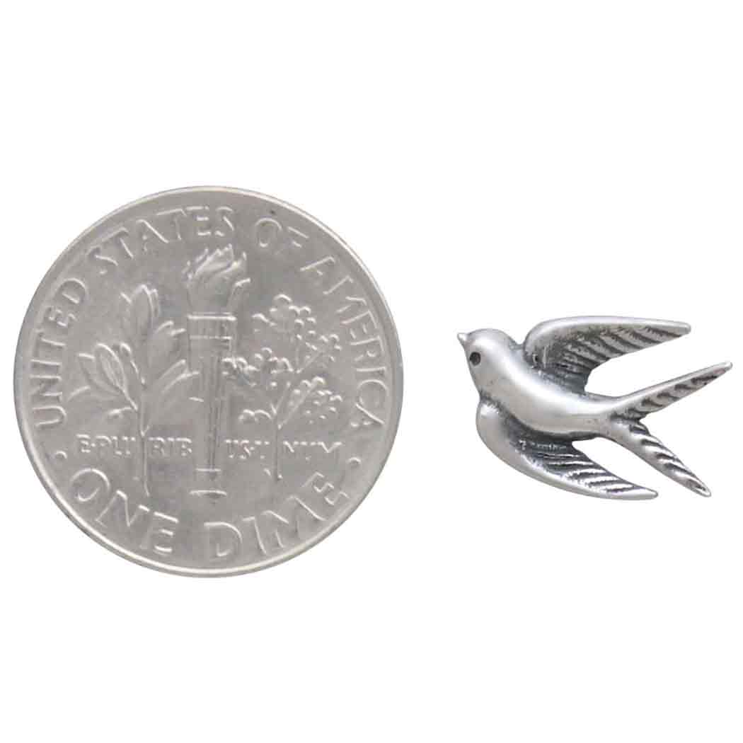 Sterling Silver Swallow Post Earrings - Khandava
