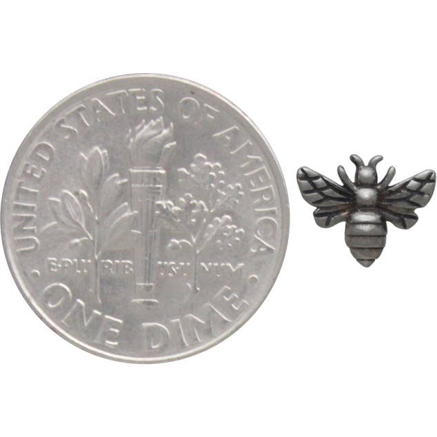 Sterling Silver Tiny Bee Post Earrings - Khandava