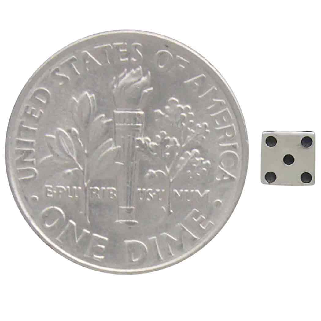Sterling Silver Tiny Dice Stud Earrings - Khandava