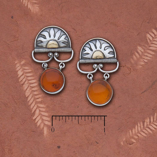 Sun Post Earrings ~ Amber with a A Touch of Gold - Khandava