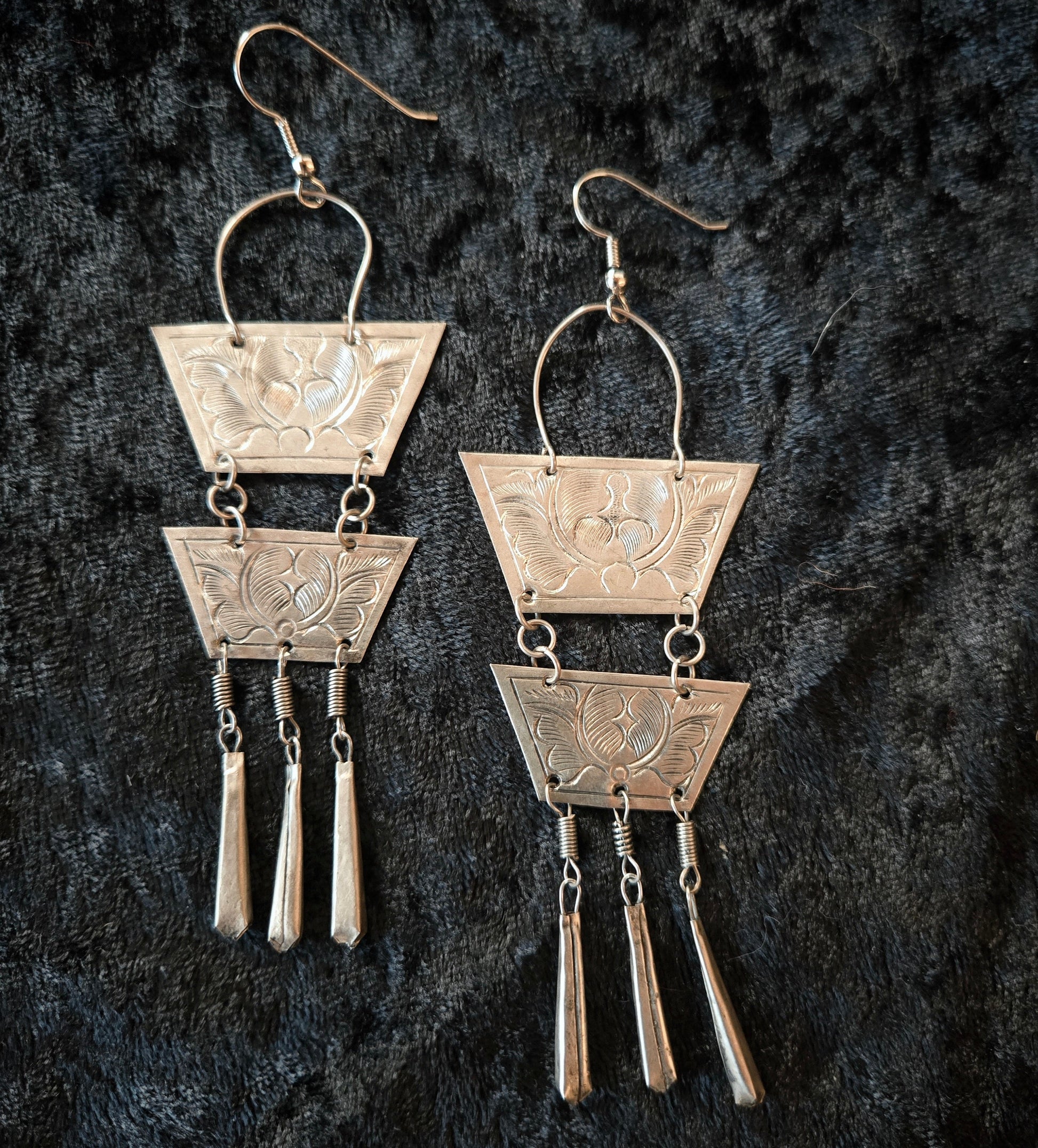 Vintage Hand Stamped Geometric Earrings - Khandava